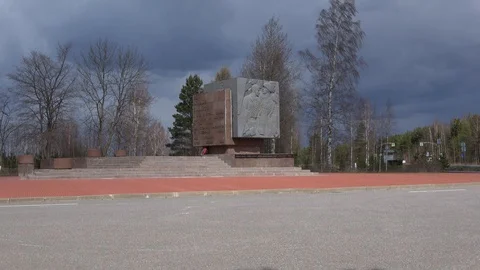 Monument "Rubezhny stone". Nevsky patch, Leningrad region Stock Footage 129395538