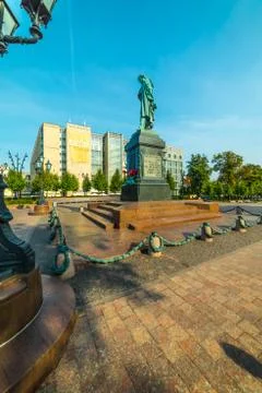 Monument A.S. Pushkin on Pushkin Square in Moscow. Stock Photos