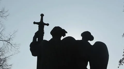Monument silhouette sun Stock Footage 49071858