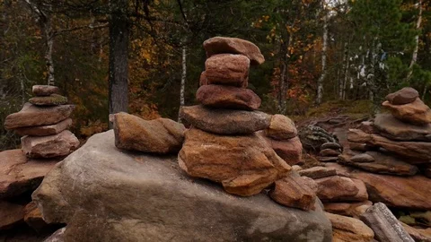 Monument of small stones Stock Footage 80938645