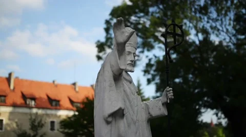 Monument St. Adalbert in Paslek, Poland Stock Footage 60902866