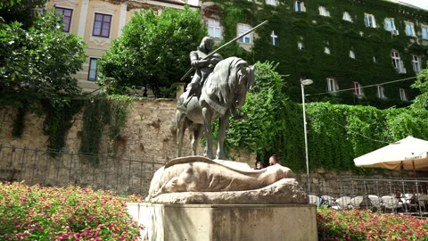 Monument to St. George at the Stone Gate in Zagreb Stock Footage 203795253