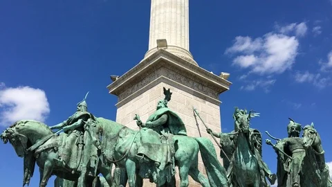 Monument with statue Budapest Stock Footage 101341729
