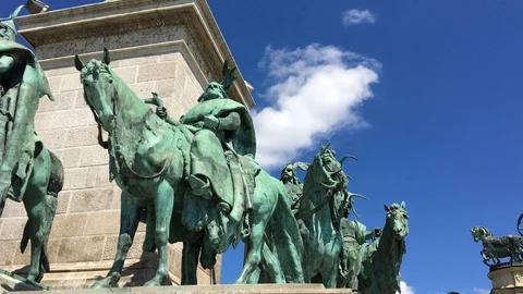 Monument with statue Budapest Stock Footage 101341985