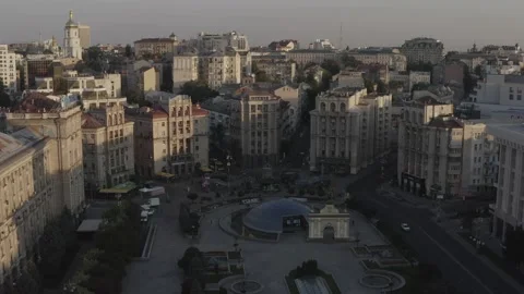 Monument statue at the Independence Square in Kyiv. Ukraine. Aerial. Summer Stock-Footage 200986860