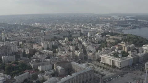 Monument statue at the Independence Square in Kyiv. Ukraine. Aerial. Summer Stock-Footage 200988295