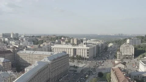 Monument statue at the Independence Square in Kyiv. Ukraine. Aerial. Summer Stock Footage 200988938