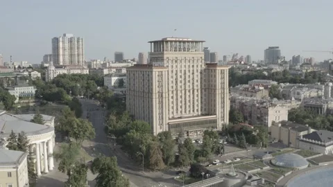 Monument statue at the Independence Square in Kyiv. Ukraine. Aerial. Summer Stock Footage 200988939