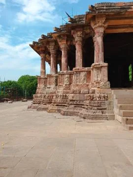 Monument Stone Temple Complex with dramatic skies during monsoon. Stock Photos