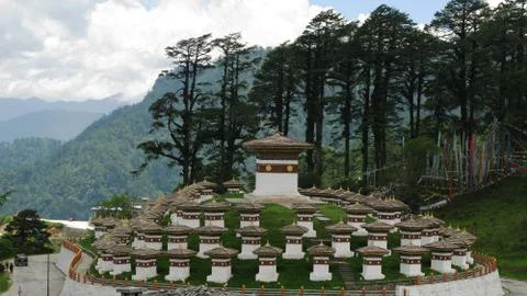 Monument with the stupas Stock Photos