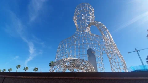 Monument the thinker in Dos Hermanas, Andalusia. Spain. Stock Footage 224870096