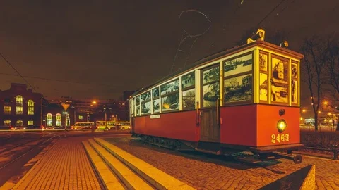 A monument to the tram. Timelapse Stock Footage 82950547