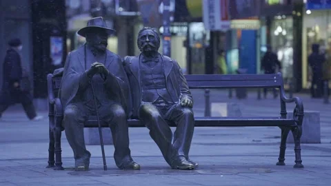 Monument to two brothers in the center of sofia in winter in slow motion Stock Footage 168571373