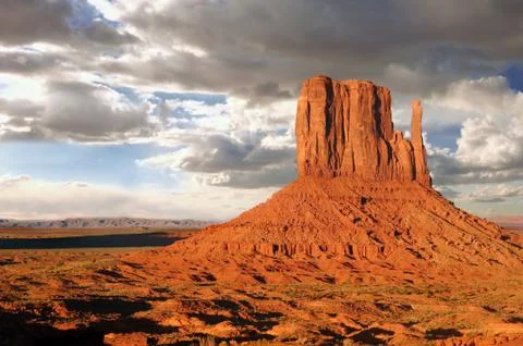 Monument valley buttes with clouds Stock Photos