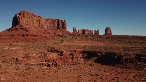 Monument Valley High Desert Drone Helicoper Shot Stock Footage 99125383