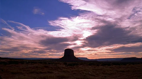 Monument Valley Mesa Sunset Clouds 480x270 Stock Footage 537719