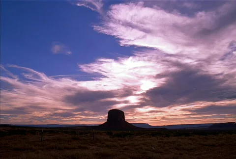 Monument Valley Mesa Sunset Clouds NTSC Stock Footage 537751