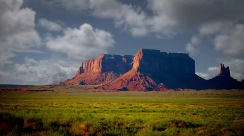 Monument Valley Mesas with Background Clouds in Timelapse Stock Footage 58280829