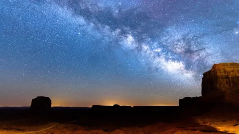 Monument Valley, Milky Way Rising Timelapse Video, 8K Stock Footage