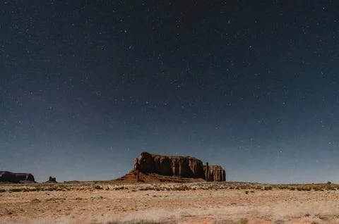 Monument Valley National Park in Arizona Night Photography with Stars Stock Photos