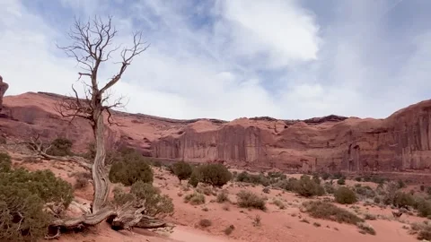 Monument Valley Pan Left – Valley Floor with East Mitten Butte and Merrick Butte 動画素材 309050407