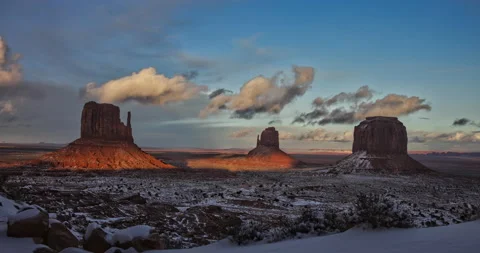 Monument Valley Snow Time Lapse Short Stock Footage 234426293