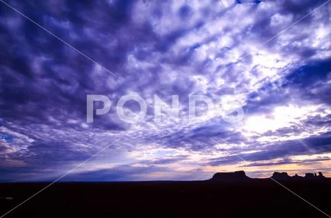 Monument Valley with Sunrise Glow in the Dusk, USA Stock Photos