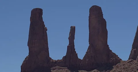Monument Valley.  The Three Sisters. Video stock 65173076
