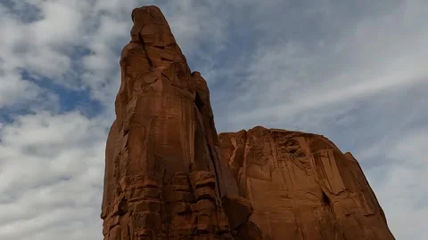 Monument Valley Timelapse: Clouds Drift Behind Setting Hen Rock Stock Footage 309052874