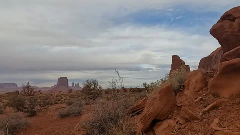 Monument Valley Timelapse – Slow-Moving Clouds Over Iconic Landscape Stock Footage 309052307
