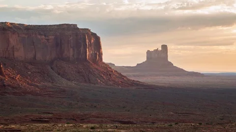 MONUMENT VALLEY - USA, AUGUST 2017: Early morning light and clouds Stock Footage 79692113