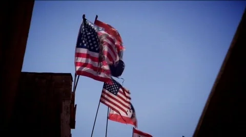Monument Valley Utah-51 flags Stock Footage 768650