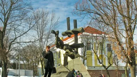 Monument to victims of political repressions in USSR in motion 720p Stock Footage
