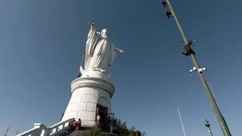 Monument Virgin Immaculate Conception Hill San Cristobal (Santiago, Chile) Video stock 130690917