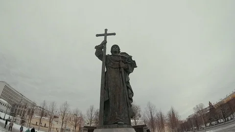 Monument to Vladimir the Great Stock Footage 125789203