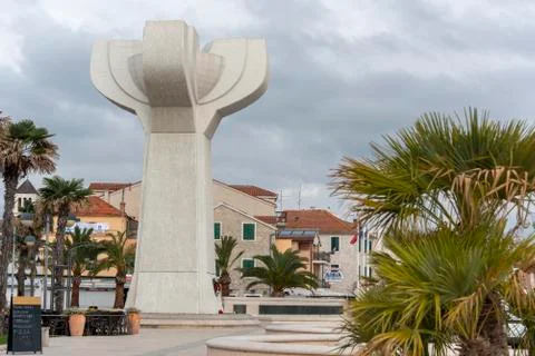Monument on Vodice square. Stock Photos