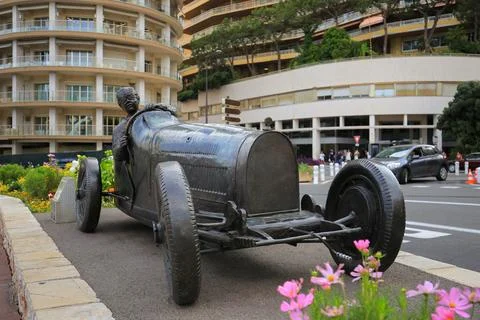 Monument of William Grover in Bugatti 35B in Monaco Stock Photos