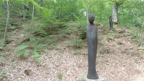 A monument in the woods Stock Footage 139888402