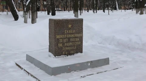 The monument of WWII winter Stock Footage 49081873