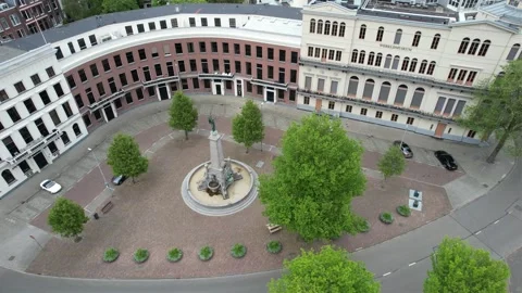 Monument in the yard of Wereld Museum. Stock Footage