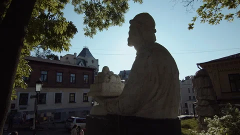 Monument to Yaroslav the Wise in sun Stock Footage 247699767