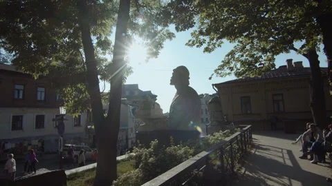 Monument to Yaroslav the Wise in sun Stock Footage 248058631