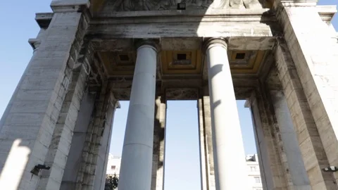Monumental arch from inside panning upwards Stock Footage 109278328