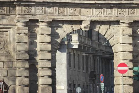 Monumental arch of Porta Romana, Milan Stock Photos
