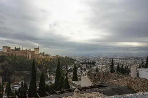Monumental complex of the Alhambra, declared a cultural heritage of humanity Stock Photos