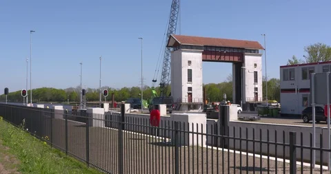 Monumental Eefde lift lock complex is being restored Stock Footage 130115708