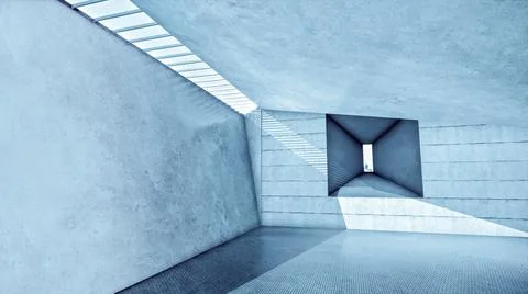 Monumental interior, abstract architectural 3D Illustration. Stock Illustration
