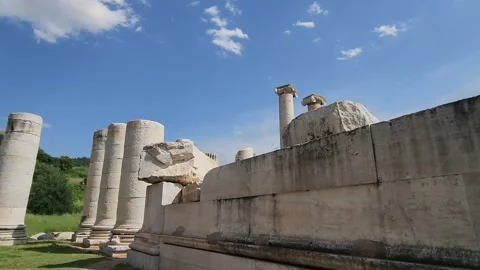 Monumental Steps of Sardis Artemis Temple, Turkey Stock Footage 337373132