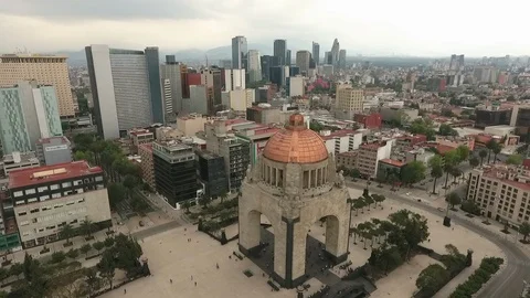 Monumento a la Revolución Aerial Drone View Mexico City Stock Footage