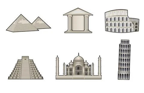 Monuments and landmarks illustration Stock Illustration